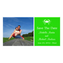 Crab Save The Date Photocard (Green) Personalized Photo Card