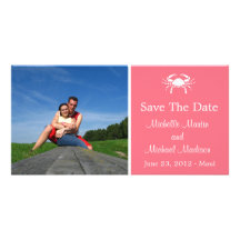 Crab Save The Date Photocard (Salmon) Photo Card