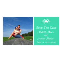 Crab Save The Date Photocard (Teal) Personalised Photo Card