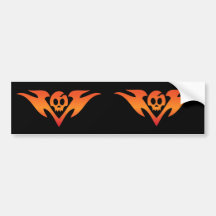Cracked Skull & Flames Tatoo Bumper Stickers