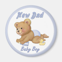 Crawling Teddy - New Dad of Boy - Customise Refrigerator Magnets