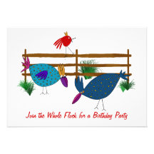 Crazy Chickens Down on the Farm Birthday Party Announcement