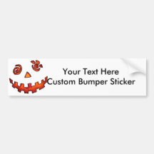 Crazy Jack O Lantern Pumpkin Face Orange Bumper Stickers
