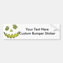 Crazy Jack O Lantern Pumpkin Face Yellow Bumper Stickers