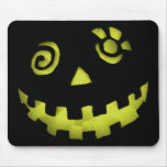 Crazy Jack O Lantern Pumpkin Face Yellow Mouse Mat
