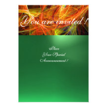 CRAZY PHOTON MONOGRAM yellow emerald green Personalized Announcements
