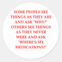 crazy psychiatrist joke round stickers