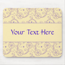 Cream and Blue Floral Mousepad