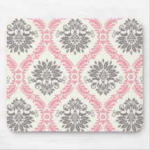 cream and grey tan damask bliss mousepads