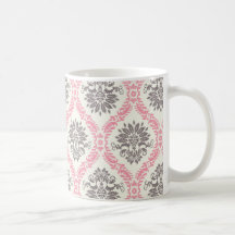 cream and grey tan damask bliss mugs
