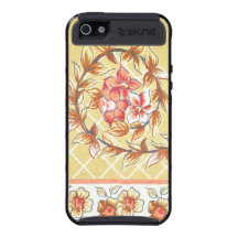 CREAM BORDERED FLORAL DESIGN iPhone 5 CASE