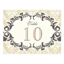 Cream Damask Table Number Postcard