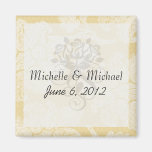 cream ecru floral elegant damask magnets