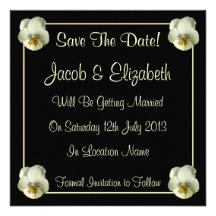 Cream Flowers Save the Date Wedding Invitations