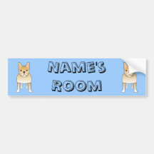 Cream French Bulldog. Dog Cartoon Bumper Stickers