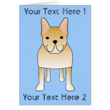 Cream French Bulldog. Dog Cartoon Card
