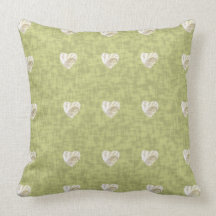 Cream Hearts Throw Pillows