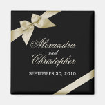 Cream Ribbon Save The Date Wedding Announce Magnets