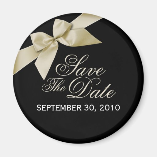 Cream Ribbon Save The Date Wedding Announce Refrigerator Magnet
