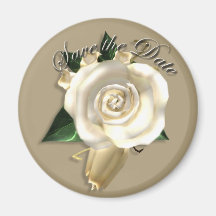 Cream Rose Save the Date Refrigerator Magnet