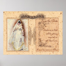 Cream Victoriana Save the Date Posters