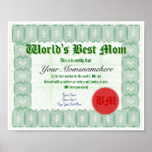 Create a World's Best Mom Certificate Print