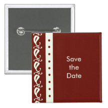Creme Maroon Save the Date Pin