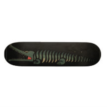 Crocodile - Antiquarian Colourful Book Illustratio Skateboard