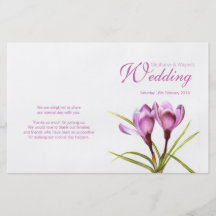 Crocus purple floral wedding programme custom flyer
