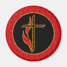 Cross and Flame Fridge Magnet