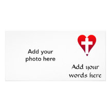 Cross inside red Heart Personalised Photo Card