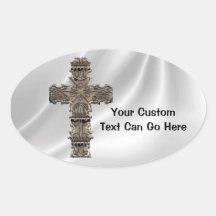 Cross On White Satin Sticker