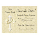 Cross with Golden Rings Save the Date Cards Personalised Invite