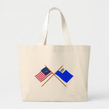 Crossed Bennington and Connecticut Privateer Flags Bags