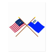 Crossed Bennington and Connecticut Privateer Flags Post Card