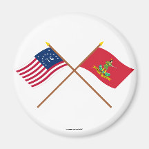 Crossed Bennington and Hanover Associators Flags Fridge Magnet