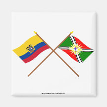 Crossed Ecuador and Santo Domingo flags Refrigerator Magnets
