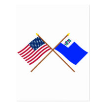Crossed US and Connecticut Privateer Flags Postcards