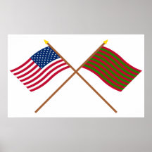 Crossed US and Ft Sackville Flags Posters