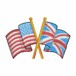 Crossed Usa and Uk Flags embroidered shirts
