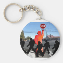 Crossing Guard w/Kids on the Street Keychain