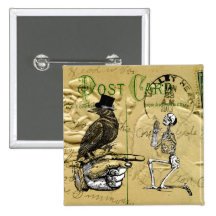 Crow and skeleton pins