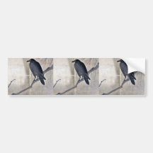 Crow on a willow branch Ukiyoe Bumper Sticker