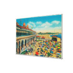 Crowds on the Beach in front of the Casino Stretched Canvas Print