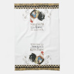 Crowing Rooster Black & Tan Check Swirl Kitchen Hand Towel