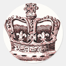 CROWN WITH FLEUR DE LIS AND CROSSES PRINT IN RED T STICKER