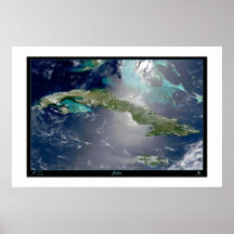 Cuba satellite poster photo map