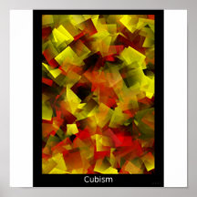 cubism red yellow orange posters