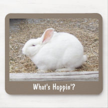Cuddly White Bunny Mousepad