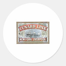 Cunard Line New York Liverpool 1875 Stickers